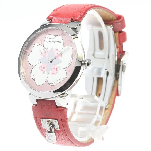 LOUIS VUITTON Tambour Sakura Q13MJE 8P diamond Quartz Ladies Watch_845171 - Picture 1 of 12